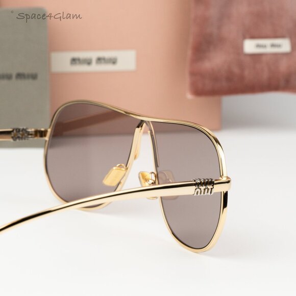 Miu Miu Women Sunglasses Gold Purple Brown Pilot MUA56S 5AK20I NEW AUTHENTIC main image 4
